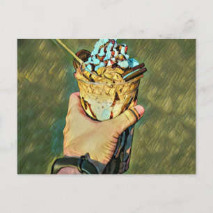 Kühle kalte gefrorene Eiscreme Postkarte