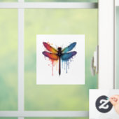 Kühle Libelle auf farbenfroher gemalter Libelle Fensteraufkleber (Zuhause)