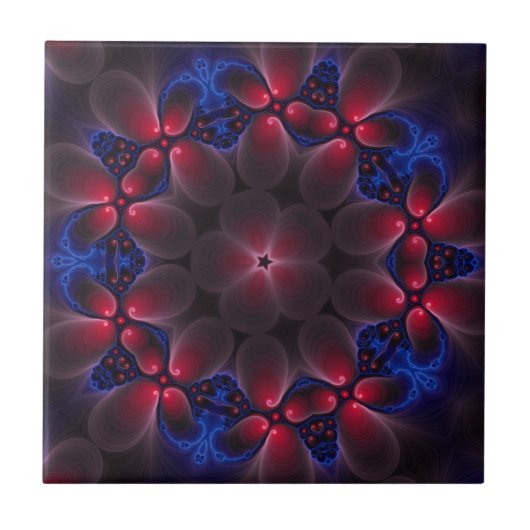 Kühle lila digitale Fraktalkunst Fliese (Vorderseite)