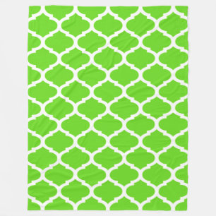 Kühle Limettengrüne Marokkanische Quatrefoil-Muste Fleecedecke