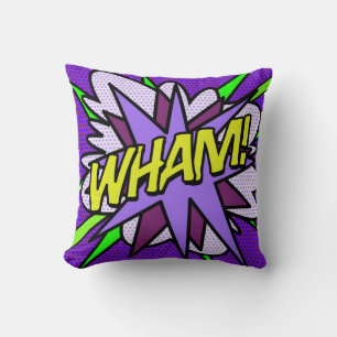 Kühle, lustige Comic-Serie WHAM moderne violette Kissen