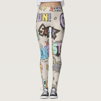 Kühle lustige Doodle-Lettering Vintage Leggings