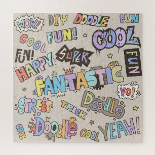 Kühle lustige Doodle-Lettering Vintage Puzzle
