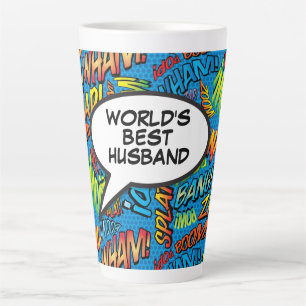 Kühle lustige farbenfrohe Comic-Typografie für Ehe Milchtasse