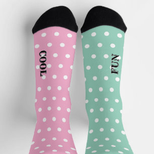 Kühle lustige Pastell-Rosa Grün Weiße Tupfen Socken