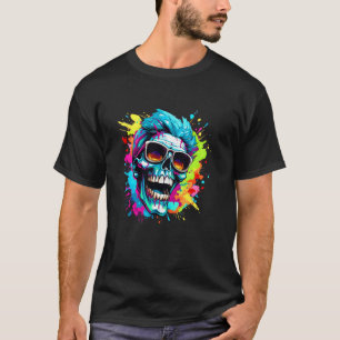 Kühle lustige Schädel lachende Illustration Grafik T-Shirt