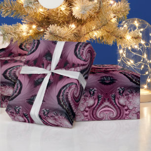 Kühle marine- und schwarze dekorative Fraktalmuste Geschenkpapier