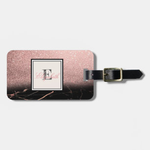 Kühle Marmortextur, Glitter Monogramm-Personalisi Gepäckanhänger