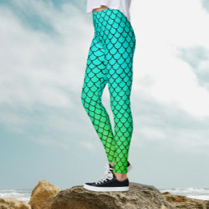 Kühle Meerjungfrau Aqua Blau Farbverlauf Fischschu Leggings
