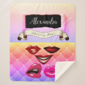 Kühle mehrfarbige Retro-Pop-Collage Sherpadecke (Vorderseite)