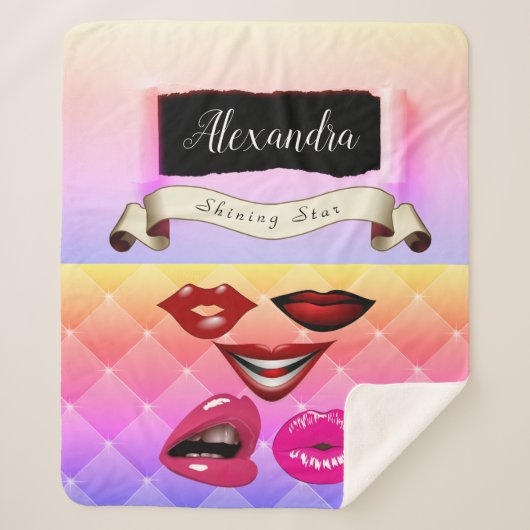 Kühle mehrfarbige Retro-Pop-Collage Sherpadecke (Vorderseite)