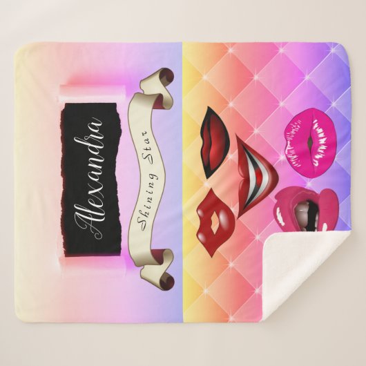 Kühle mehrfarbige Retro-Pop-Collage Sherpadecke (Vorderseite (Horizontal))