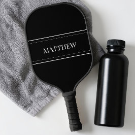 Kühle minimalistische Schwarz-Weiß-Streifen einfac Pickleball Schläger