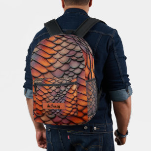 Kühle moderne 3D-Drachenschuppen anpassbarer Name Bedruckter Rucksack