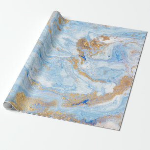 Kühle moderne blaue Goldmarmor-Steintextur Geschenkpapier