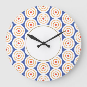 Kühle moderne blaue orange weiße konzentrische Kun Große Wanduhr