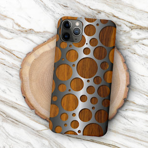 Kühle moderne Metall-Optik mit trendy Holzkornmust Case-Mate iPhone Hülle