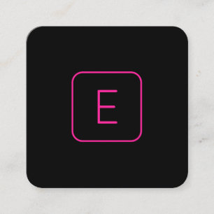 Kühle moderne rosa schwarze Monogramm oder Firmenb Quadratische Visitenkarte