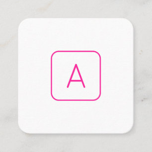 Kühle moderne rosa weiße Monogramm oder Firmenbuch Quadratische Visitenkarte