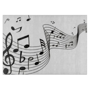 Kühle Musiknoten Glas Schneidebrett