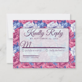 Kühle Natur Pfingstrosen Blumen Hochzeit  RSVP Karte