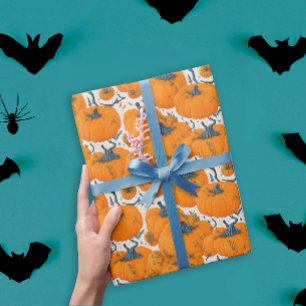 Kühle orange Kürbisse süßes Halloween-Muster Geschenkpapier