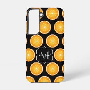 Kühle Orangenscheiben Muster schwarzes Monogramm Samsung Galaxy Hülle