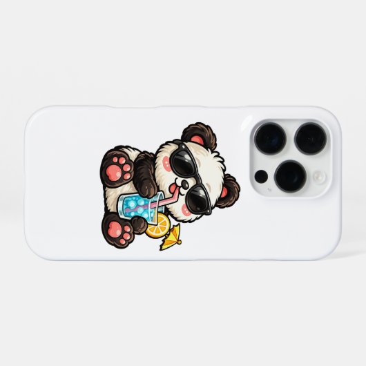 Kühle Panda-Drinks iPhone Hülle (Rückseite (Horizontal))