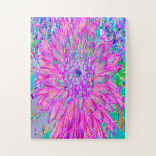 Kühle Pink Blaue und Violette Künstlerische Dahlie Puzzle