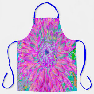 Kühle pinkblaue und lila kunstvolle Dahlienblüte Schürze