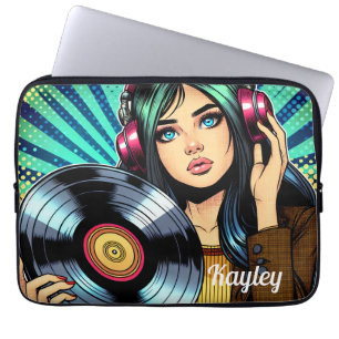 Kühle Pop-Art-Comic-Stil Mädchen Personalisiert Laptopschutzhülle