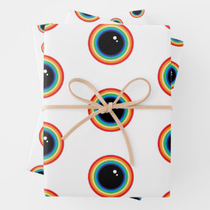 Kühle Regenbogen-Augen Geschenkpapier Set