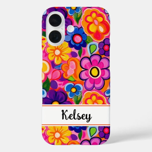 Kühle Retro-Blumen Personalisiert Case-Mate iPhone Hülle (Rückseite)