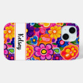 Kühle Retro-Blumenmuster Personalisiert Case-Mate iPhone Hülle (Rückseite (Horizontal))
