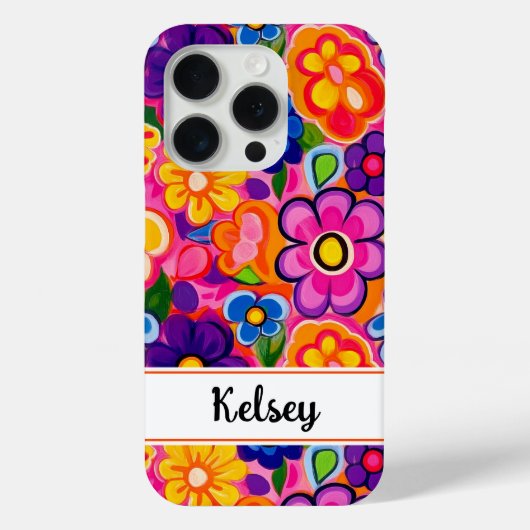 Kühle Retro-Blumenmuster Personalisiert Case-Mate iPhone Hülle (Rückseite)