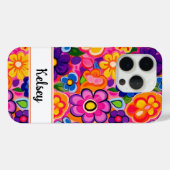 Kühle Retro-Blumenmuster Personalisiert Case-Mate iPhone Hülle (Rückseite (Horizontal))