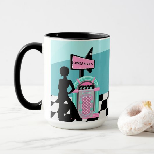 Kühle Retro-Jukebox anpassbar Tasse (Mit Donut)