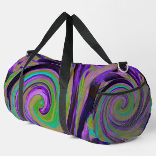 Kühle Retro-Lila- und Chartreuse-Flüssigkunst-Swir Duffle Bag