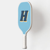 Kühle Retro-Typografie Monogramm Initial | Blau Pickleball Schläger (Links)