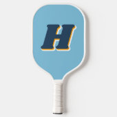 Kühle Retro-Typografie Monogramm Initial | Blau Pickleball Schläger (Rückseite)