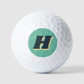 Kühle Retro-Typografie Monogramm Initial | Grün Golfball (Vorderseite)