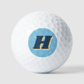 Kühle Retro-Typografie Monogramm Initiale | Blau Golfball (Vorderseite)