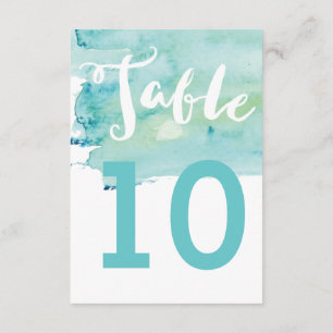 Kühle Romanze Wasserfarbe Hochzeit Tischnummer