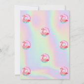 Kühle rosa Flamingos Pool Schwimmkörper Holografis Einladung (Rückseite)