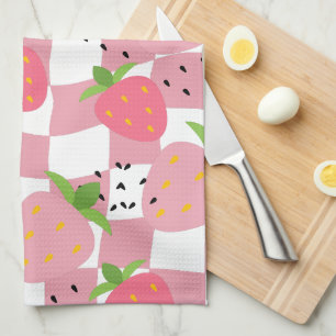 Kühle rosa Küchen Erdbeeren Karomuster Geschirrtuch