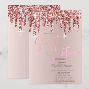Kühle Rose Gold Glitter Tropfen Rouge Blassrosa Sw Einladung