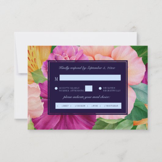 Kühle Rose mit Aquarellfarben RSVP Karte (Vorderseite)