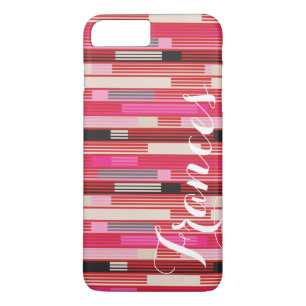 Kühle rote beige schwarze Streifen Custom Monogram Case-Mate iPhone Hülle