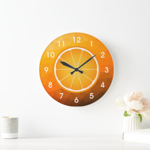 Kühle saftige Orangenscheibe geometrisches Netz Große Wanduhr