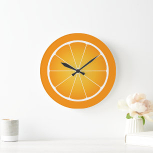 Kühle saftige Orangenscheibe Große Wanduhr